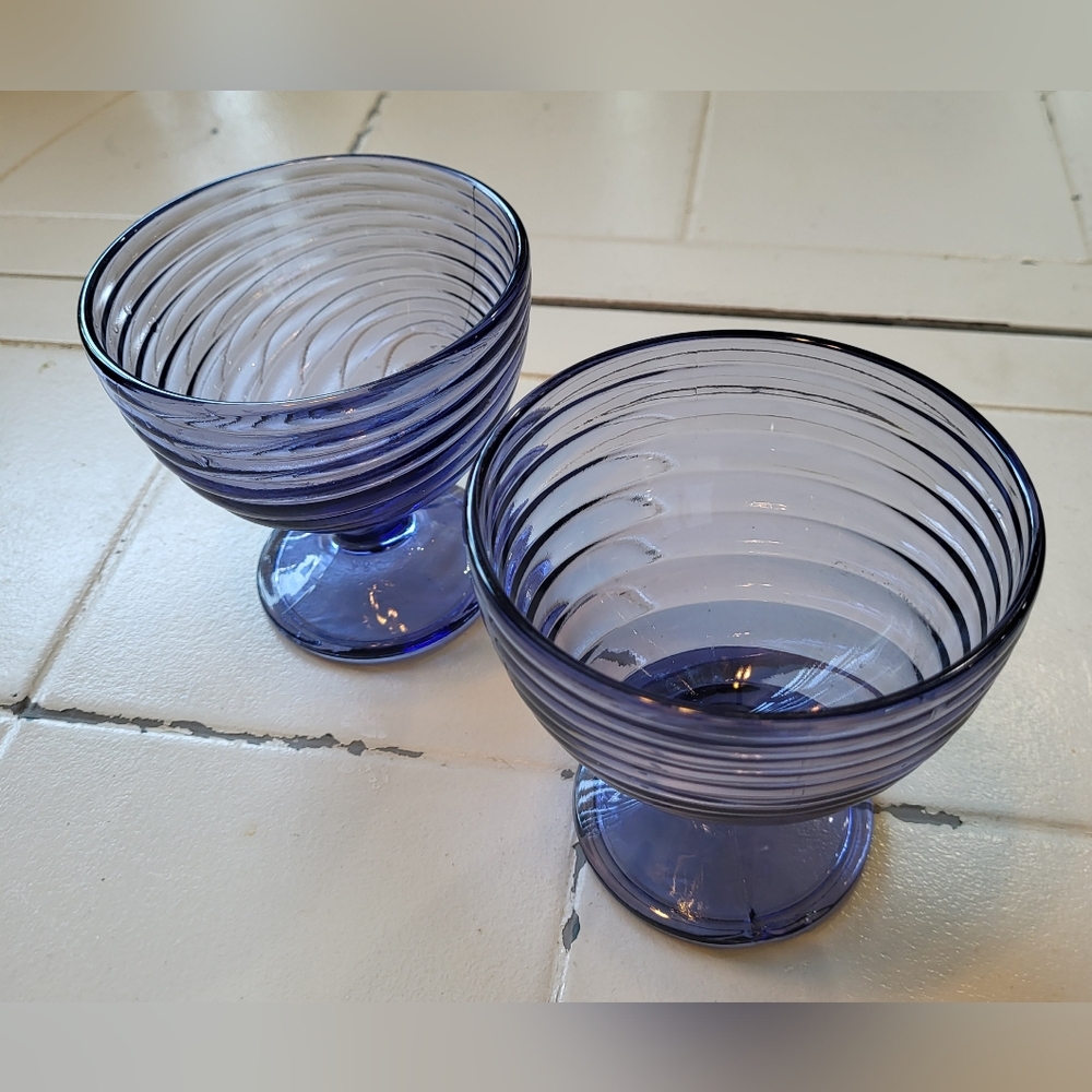 Set of 2 Vintage ARC France Purple Amethyst 6 oz Footed Dessert Glasses See Note